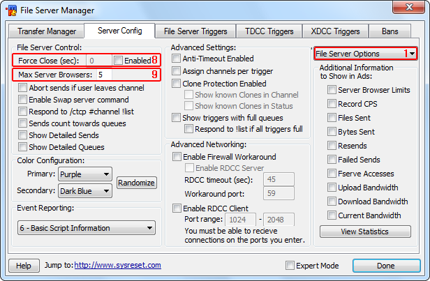 File Server Manager window (server config #2)
